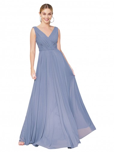 Cheapest Floor Length High Neck V-Back Chiffon Prom Dress UK