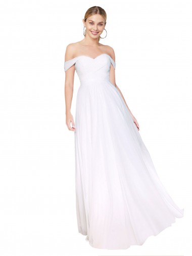 Cheapest Off the Shoulder Long Full Length Chiffon Prom Dress UK