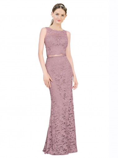 Cheapest Sleeveless Crop Top High Neck Mermaid Lace Prom Dress UK