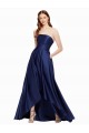 Cheapest High Low Strapless Satin Prom Dress with Pockets UK