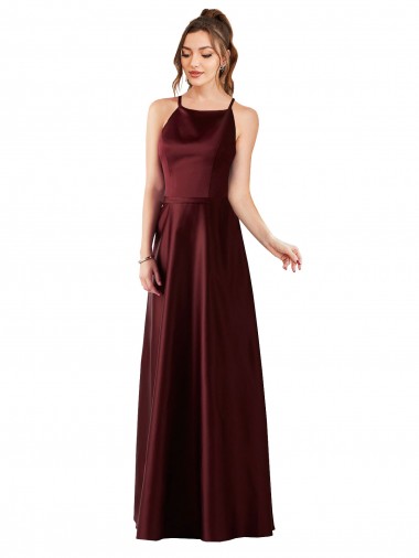 Cheapest Sleek Satin Prom Dress with Pockets UK