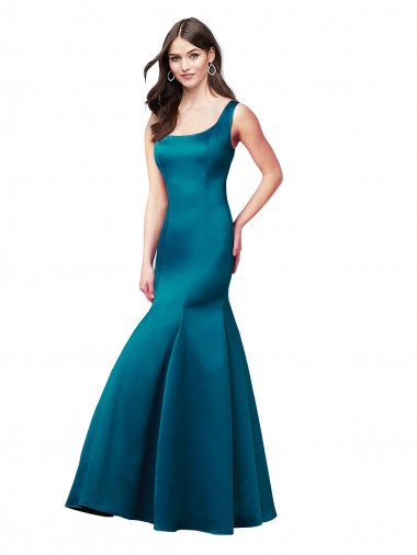 Cheapest Long Sleek Satin Prom Dress with U-Back UK