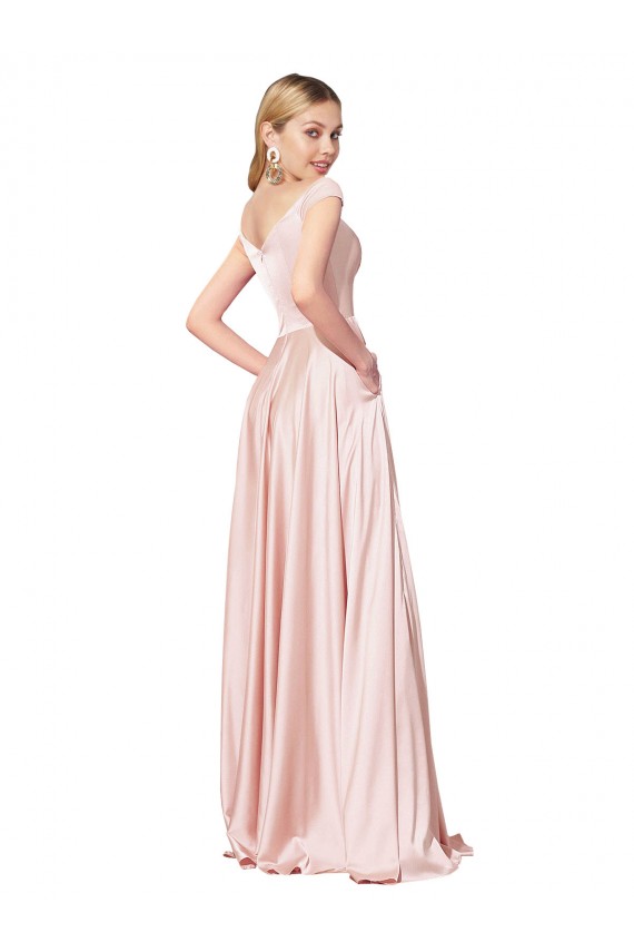 Cheapest A-Line Off the Shoulder Sweetheart Satin Prom Dress UK