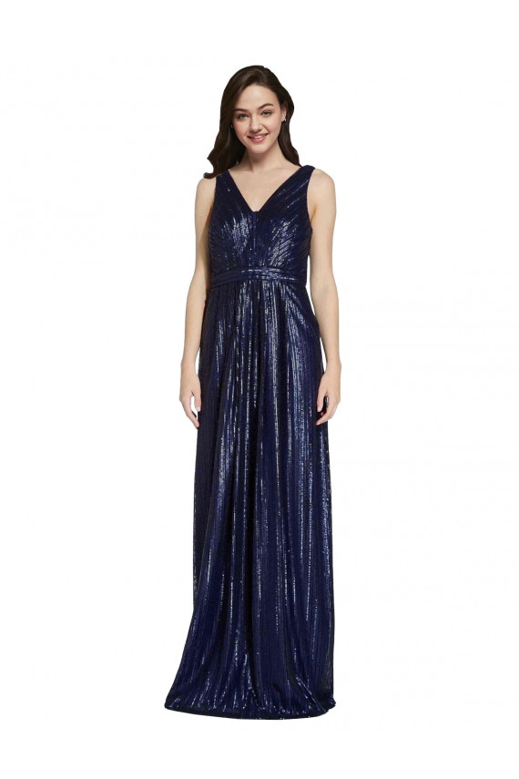 Cheapest Long V-Neck Sparking Sequin Prom Dress with Low V-Back UK