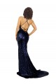 Cheapest Mermaid V-Neck Low Back Long Sequin Prom Dress UK