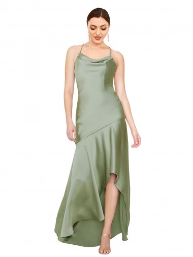 Cheapest Silky Satin Prom Dress with Bias Cut Skirt UK