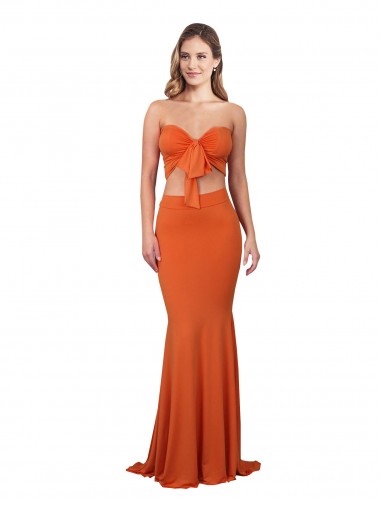 Cheapest Strapless Bandeau Bodice Long Spandex Prom Dress UK