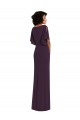 Cheapest Faux Wrap Split Sleeves Maxi Spandex Prom Dress with Cascade Skirt UK