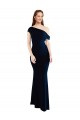 Cheapest Draped Off the Shoulder Fitted Crepe Prom Dress UK