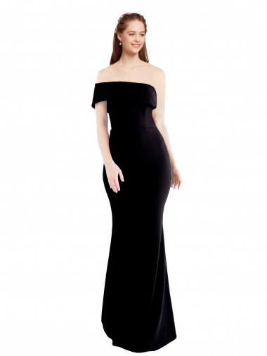 Cheapest Asymmetrical Draped Off the Shoulder Banded Crepe Prom Dress UK