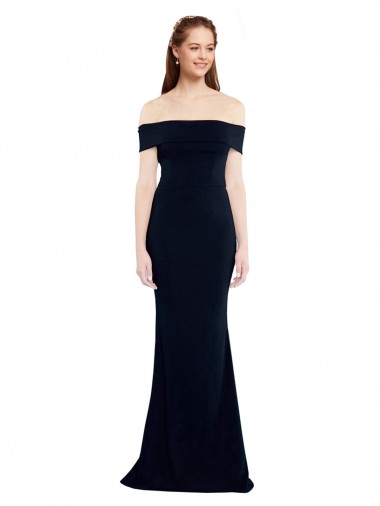 Cheapest Off the Shoulder Fitted Crepe Prom Dress with Back Cut Out UK