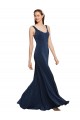 Cheapest Fit and Flare Long Crepe Prom Dress with Round Neck UK