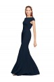 Cheapest Fit and Flare Long Crepe Prom Dress with Tie Open Back UK