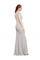 Cheapest Fit and Flare Long Crepe Prom Dress with Tie Open Back UK