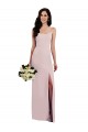 Cheapest Spaghetti Strap V Back Crepe Prom Dress with Front Slit UK