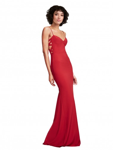 Cheapest Spaghetti Strap Slip Neckline Crepe Prom Dress UK