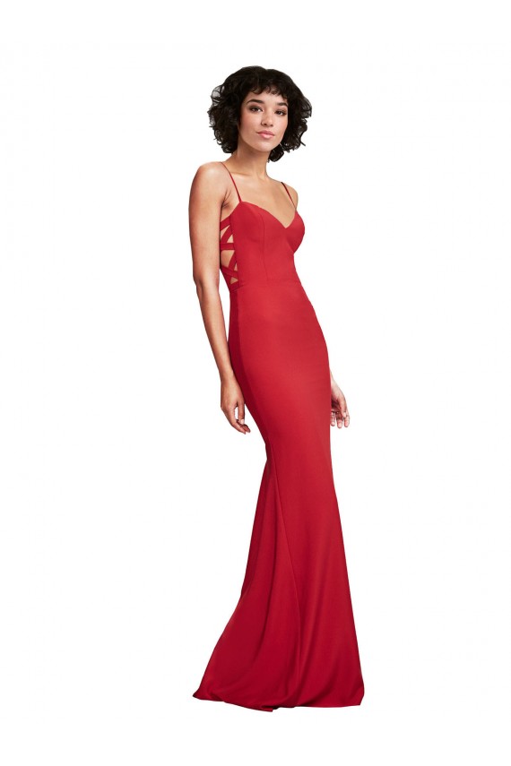 Cheapest Spaghetti Strap Slip Neckline Crepe Prom Dress UK