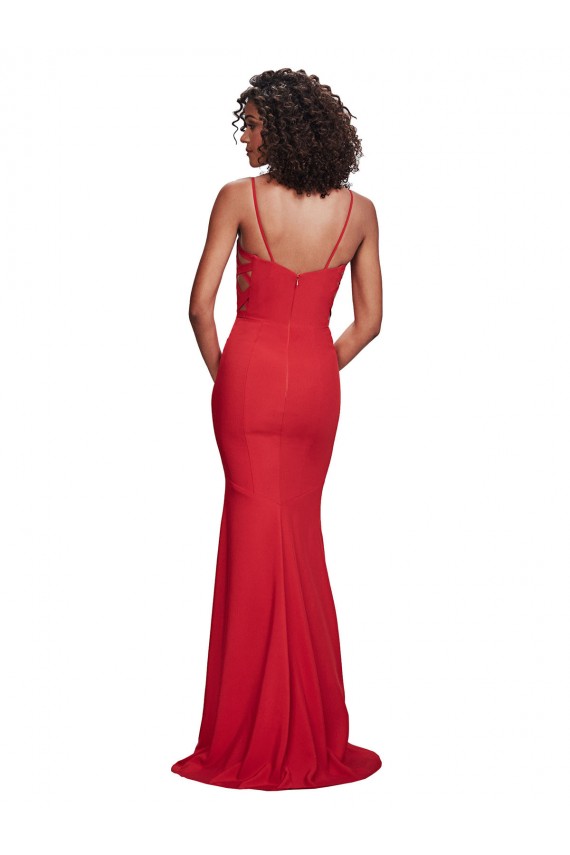 Cheapest Spaghetti Strap Slip Neckline Crepe Prom Dress UK