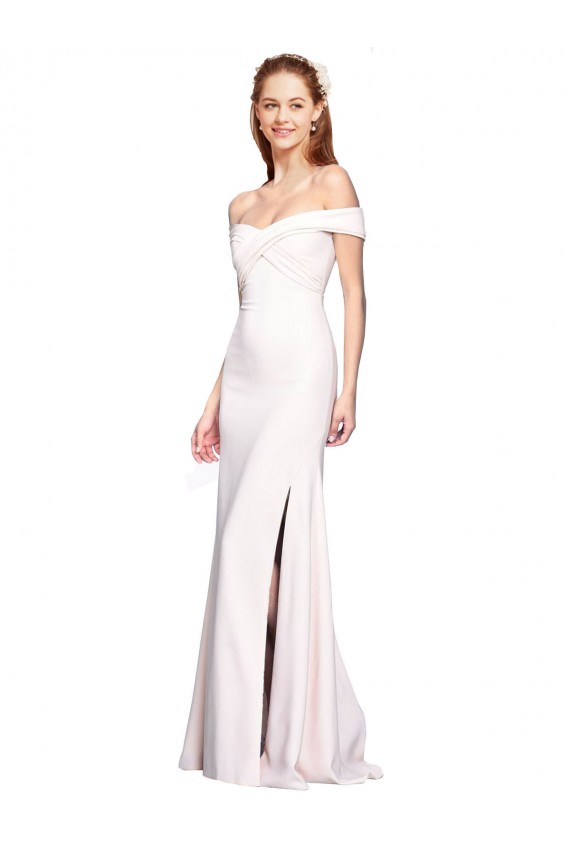 Cheapest Criss Cross Off the Shoulder Crepe Prom Dress with Side Slit UK