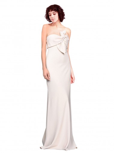 Cheapest Strapless Crepe Fitted Prom Dress with Twist Bow UK