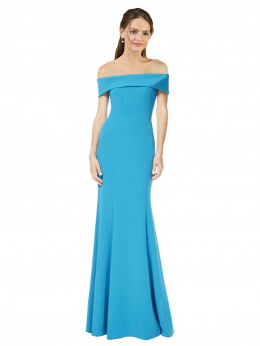 Cheapest Off the Shoulder Crepe Prom Dress with Fitted Silhouette UK