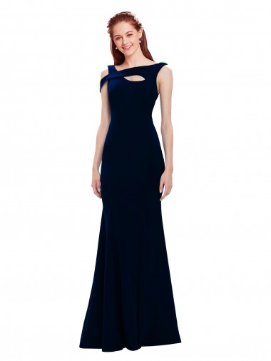 Cheapest Sleeveless Crepe Mermaid Prom Dress with Side Slit UK