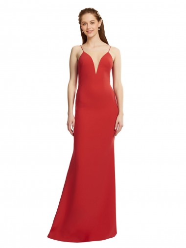 Cheapest Mermaid Plunging V-Neck Crepe Prom Dress with Wide Open Back UK