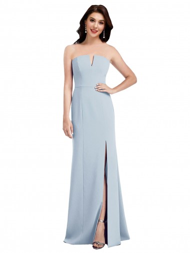 Cheapest Strapless Notch Crepe Prom Dress with Front Slit UK