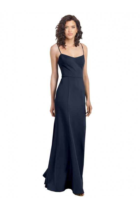 Cheapest Fit and Flare Scoop Neck Long Sleeveless Stretch Crepe Prom Dress UK