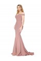 Cheapest Off the Shoulder Sweetheart Long Sweep Train Crepe Prom Dress UK