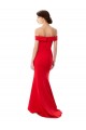 Cheapest Off the Shoulder Sweetheart Maxi Crepe Prom Dress With Thigh Split and Train UK