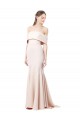 Cheapest Mermaid Bardot Maxi Crepe Bridesmiad Dress with Fishtail Train UK