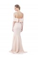 Cheapest Mermaid Bardot Maxi Crepe Bridesmiad Dress with Fishtail Train UK