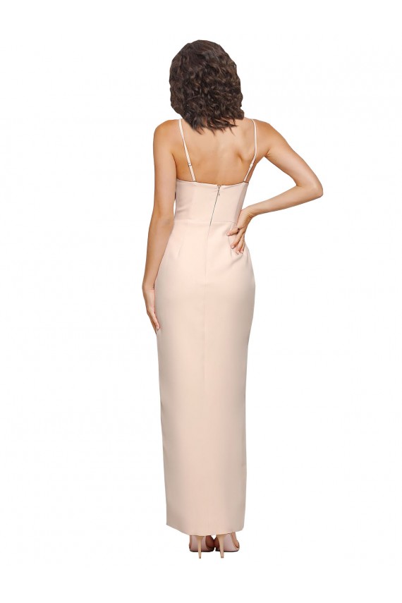 Cheapest Long Full Length Ruffles Strapless Low Back Crepe Prom Dress with Straps UK