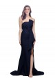 Cheapest Long Strapless Sweep Train Low Back Crepe Prom Dress UK