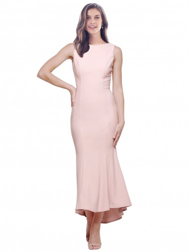 Cheapest High Neck Low V-Back Midi Length Crepe Cocktail Dress / Prom Dress UK