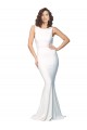 Cheapest High Neck Low V-Back Long Crepe Prom Dress UK