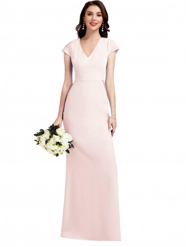 Cheapest Cap Sleeve A-Line Crepe Prom Dress with Pockets UK