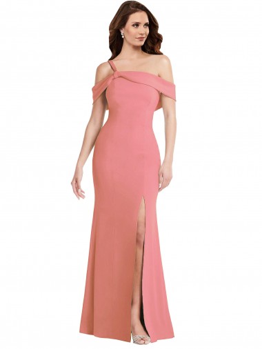 Cheapest One Shoulder Draped Cuff Maxi Prom Dress with Front Slit UK