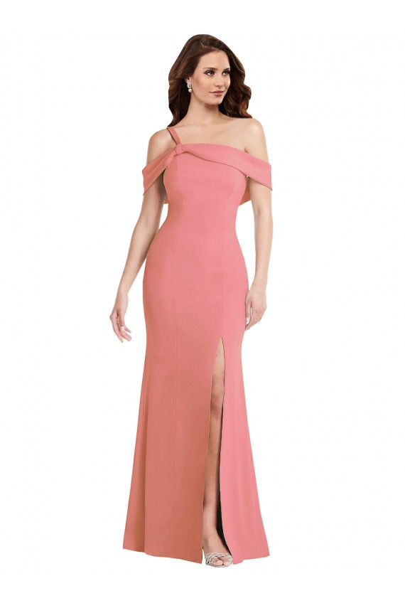 Cheapest One Shoulder Draped Cuff Maxi Prom Dress with Front Slit UK