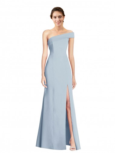 Cheapest Asymmetrical Off the Shoulder Cuff Trumpet Crepe Prom Dress With Front Slit UK