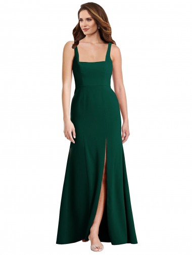 Cheapest Square Neck Trumpet Maxi Prom Dress with Front Slit UK