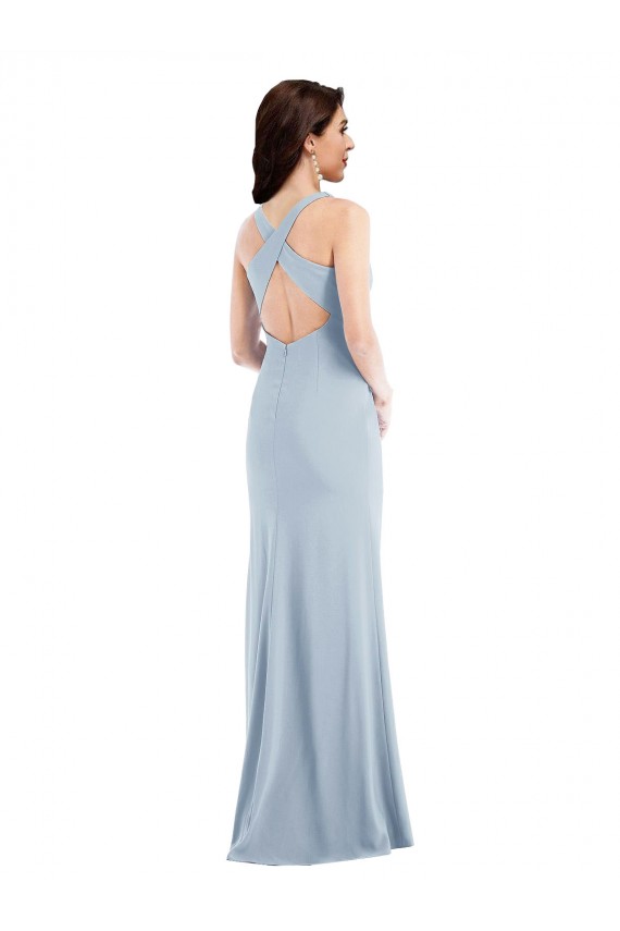 Cheapest Criss Cross Cutout Back Maxi Prom Dress with Front Slit UK