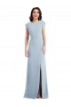 Cheapest Cap Sleeve Open Back Trumpet Crepe Prom Dress with Front Slit UK