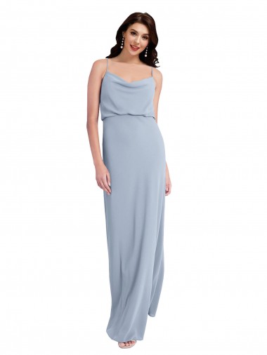 Cheapest Draped Cowl Neck Long Crepe Prom Dress with Spaghetti Straps UK