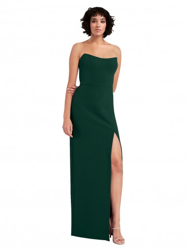 Cheapest Scooped Strapless Neckline Crepe Prom Dress with Side Slit UK