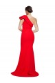 Cheapest One Shoulder Long Sweep Train Crepe Prom Dress with Thigh High Split UK