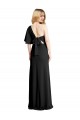 Cheapest Pleated One Shoulder Flutter Sleeves Slim Crepe Prom Dress UK