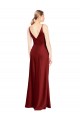 Cheapest Full Length Long Stretch Satin Slip Prom Dress V-Back UK