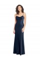 Cheapest Cowl Neck Long Empire Waist Stretch Satin Prom Dress with Open Back UK